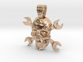 skull and keys in 14k Rose Gold Plated Brass