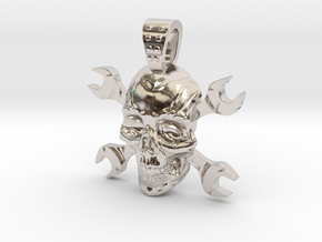 skull and keys in Rhodium Plated Brass