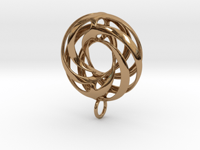Twisted Torus Pendant in Precious Metals in Polished Brass
