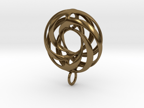 Twisted Torus Pendant in Precious Metals in Polished Bronze