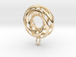 Twisted Torus Pendant in Precious Metals in 14K Yellow Gold
