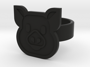 Pig Ring in Black Natural Versatile Plastic: 8 / 56.75