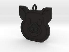 Pig Pendant in Black Natural Versatile Plastic
