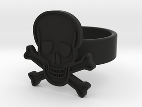 Skull & Crossbones Ring in Black Natural Versatile Plastic: 8 / 56.75