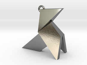 Origami earring in Polished Silver