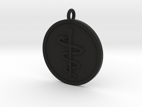 Staff of Aesculapius Pendant in Black Natural Versatile Plastic