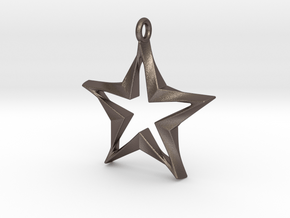 Twisting Star Pendant in Polished Bronzed Silver Steel
