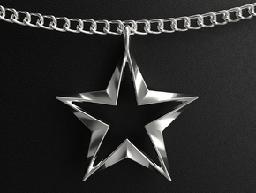 Twisting Star Pendant in Polished Silver