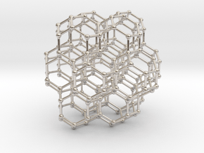 7 sided honeycomb cluster pendant in Rhodium Plated Brass: Medium