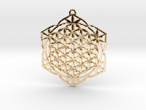 38x2mm Flower of Life Lotus in 14k Gold Plated Brass