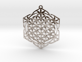 38x2mm Flower of Life Lotus in Rhodium Plated Brass
