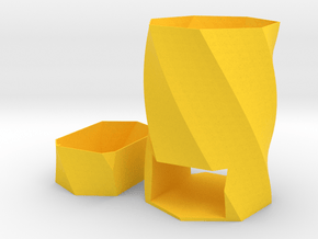 Pen Cup with a Drawer Twist in Yellow Processed Versatile Plastic