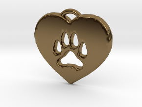 heart paw in Polished Bronze