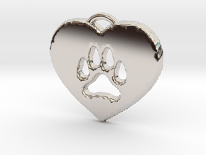 heart paw in Rhodium Plated Brass