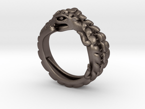 Crocodile Ring in Polished Bronzed Silver Steel: Extra Small