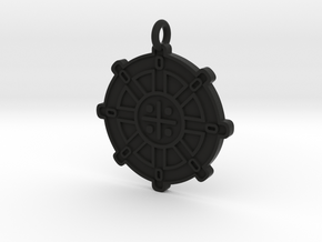 Wheel Of Dharma Pendant in Black Natural Versatile Plastic
