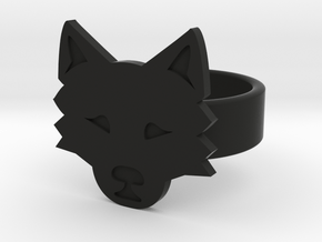 Wolf Ring in Black Natural Versatile Plastic: 8 / 56.75