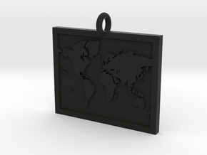 World Map Pendant in Black Natural Versatile Plastic