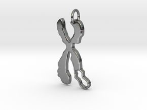 Chromosome Deletion Pendant in Fine Detail Polished Silver