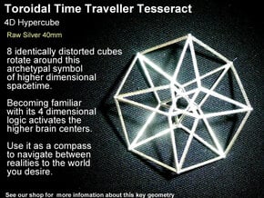 Sacred Geometry: Toroidal Hypercube 38mmx1mm in Natural Silver