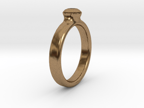 Diamond Solitaire Engagement Ring - Gold & Silver in Natural Brass