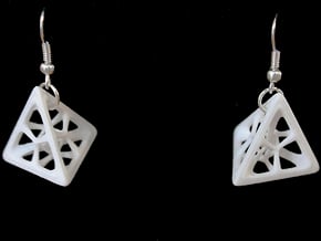 Tetrahedron Earrings in White Processed Versatile Plastic