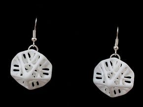 Decahedron Earings in White Processed Versatile Plastic
