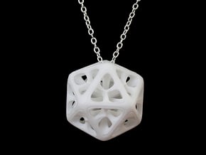 Icosahedron Pendant in White Processed Versatile Plastic