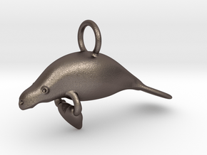 Manatee Brings Luck in Polished Bronzed Silver Steel