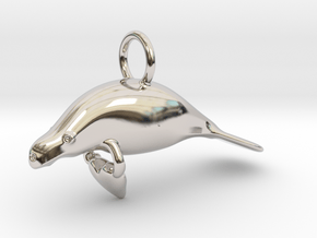 Manatee Brings Luck in Rhodium Plated Brass