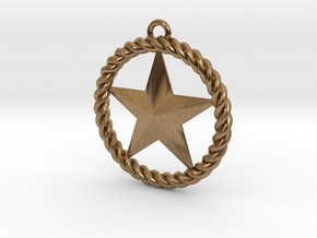 Braided Rope & Star Pendant. 30mm in Natural Brass