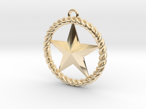 Braided Rope & Star Pendant. 30mm in 14k Gold Plated Brass