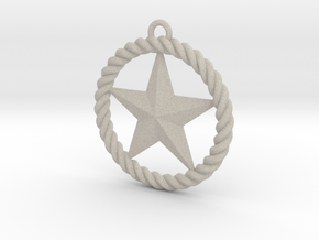 Braided Rope & Star Pendant. 30mm in Natural Sandstone