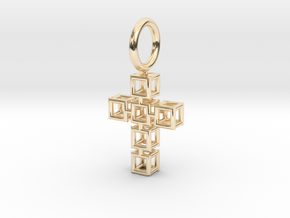 Square Cross Pendant in 14K Yellow Gold