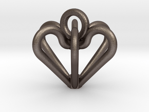 Elegant Heart Pendant  in Polished Bronzed Silver Steel