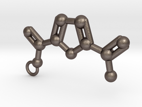 2,5-Furandicarboxylic acid keychain in Polished Bronzed Silver Steel
