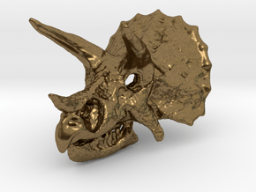 Triceratops Dinosaur Skull Pendant in Natural Bronze