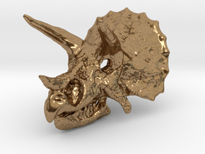 Triceratops Dinosaur Skull Pendant in Natural Brass
