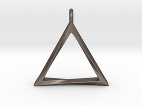 Twisting Triangle Pendant in Polished Bronzed Silver Steel