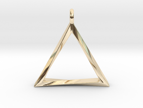 Twisting Triangle Pendant in 14k Gold Plated Brass