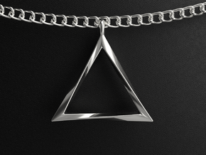 Twisting Triangle Pendant in Polished Silver