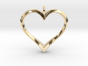 Twisting Heart Pendant in 14k Gold Plated Brass