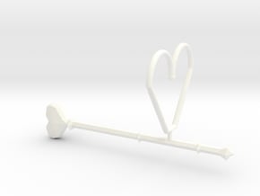 Old Heart Wand Keychain/necklace Attachment in White Processed Versatile Plastic
