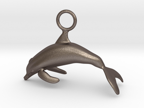 Dolphin Brings Luck in Polished Bronzed Silver Steel