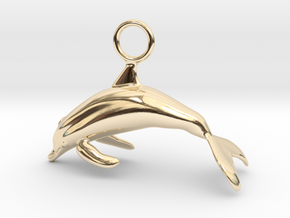 Dolphin Brings Luck in 14K Yellow Gold