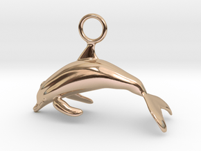 Dolphin Brings Luck in 14k Rose Gold Plated Brass