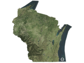 Wisconsin Relief Map in Full Color Sandstone