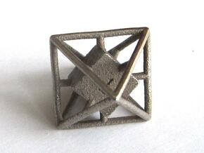 Average D8 Cage Dice in Polished Bronze Steel