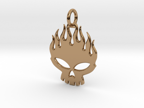 Flaming skull in Polished Brass