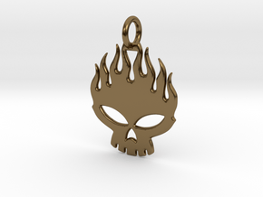 Flaming skull in Polished Bronze